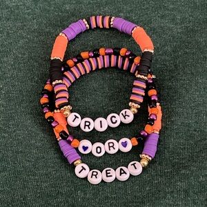 Halloween Stack Heishi Stretch Bracelets Trick or Treat